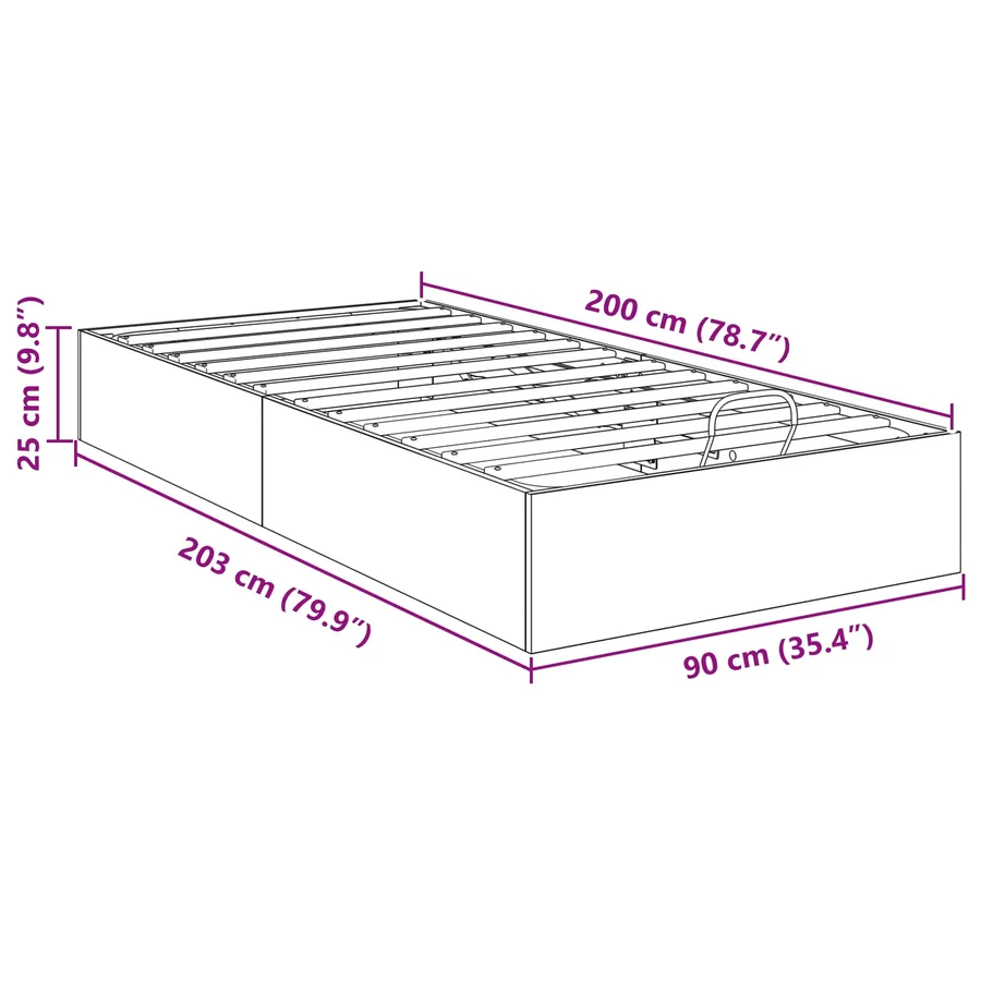 Cadre de lit ottoman avec stockage Bois ancien 203 x 90 x 25 cm - 11