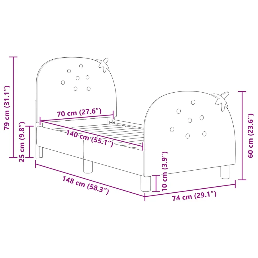 Cadre de lit pour tout-petit avec tête de lit Rose 70 x 140 cm - 10