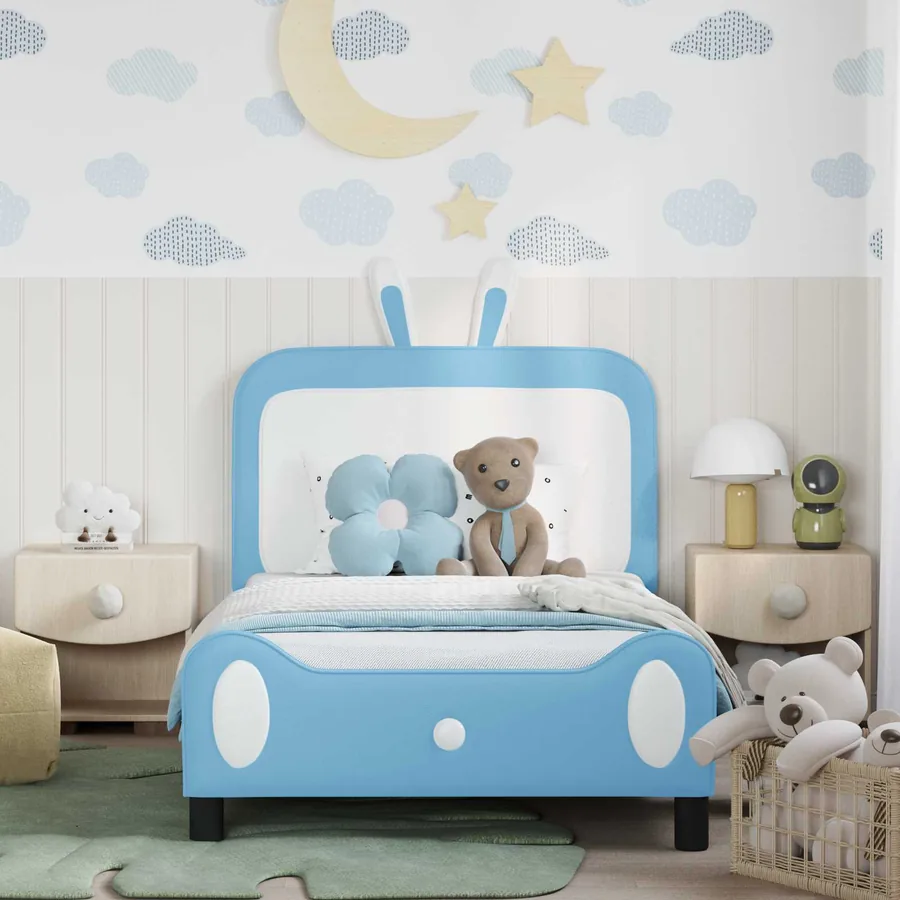 Cadre de lit pour enfants avec tête de lit Bleu 90 x 200 cm PU - 3