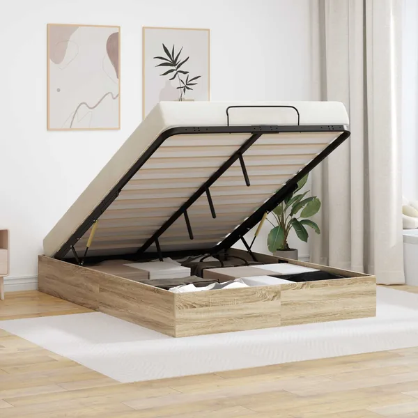 Cadre de lit ottoman Chêne Sonoma 203 x 140 x 25 cm