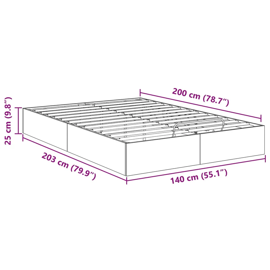 Cadre de lit ottoman Chêne Sonoma 203 x 140 x 25 cm - 11