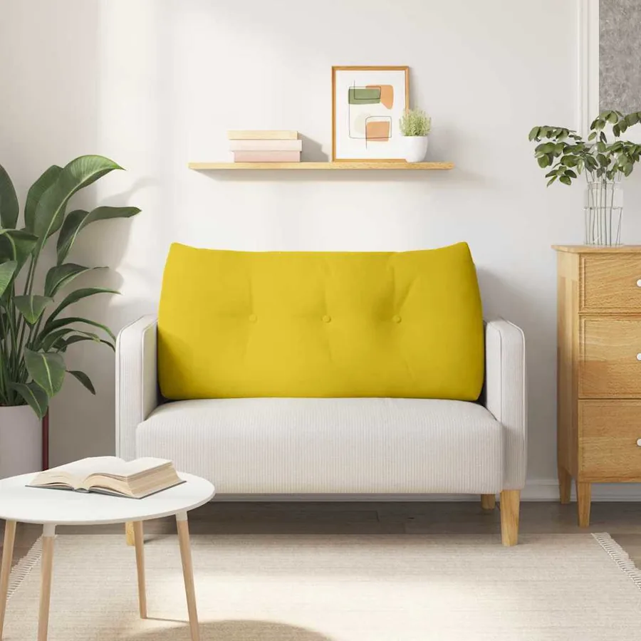 Coussin de Dos Jaune 120 x 24 x 50 cm Velours - 4