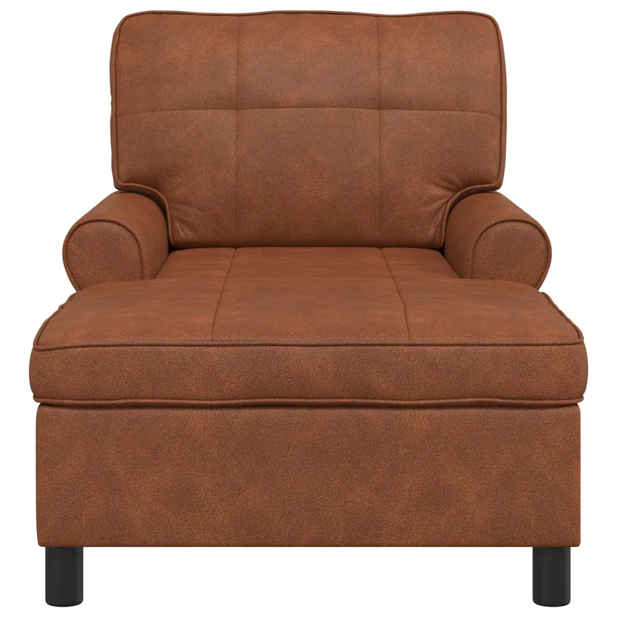 Chaise longue avec coussin Marron 91 x 157 x 91 cm Simili cuir - 4