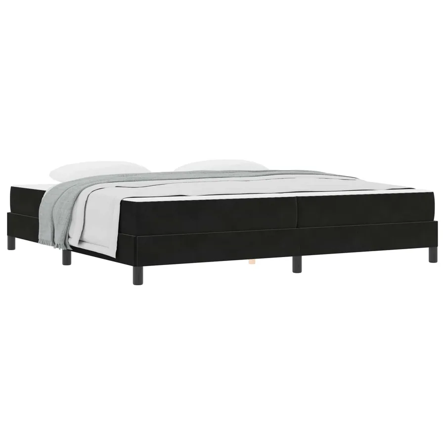 Lit à ressorts avec matelas Noir 200 x 220 cm tissu - 2