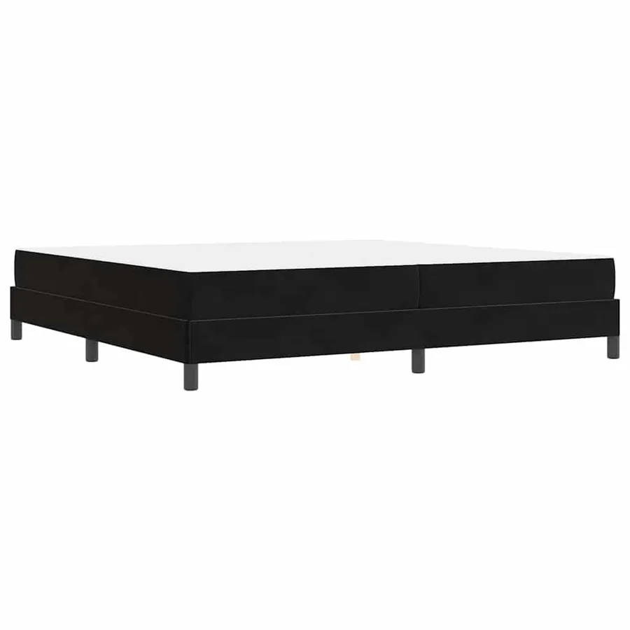 Lit à ressorts avec matelas Noir 200 x 220 cm tissu - 7