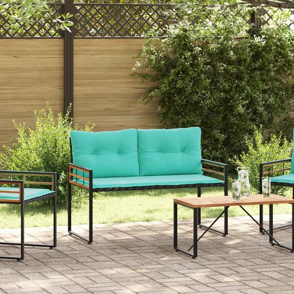 Banc à couches en bois avec coussin Turquoise 114 x 55 x 77 cm