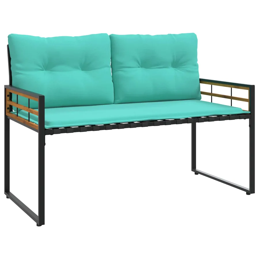 Banc à couches en bois avec coussin Turquoise 114 x 55 x 77 cm - 2