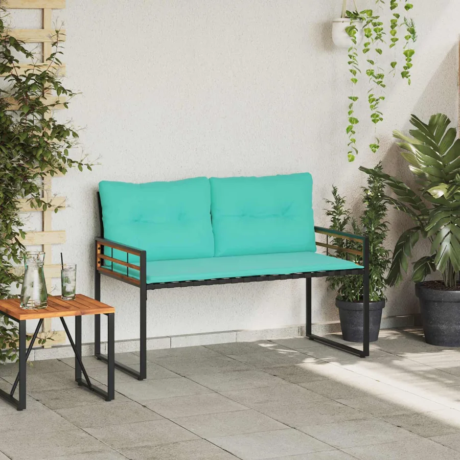 Banc à couches en bois avec coussin Turquoise 114 x 55 x 77 cm - 3