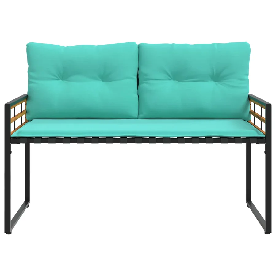 Banc à couches en bois avec coussin Turquoise 114 x 55 x 77 cm - 4