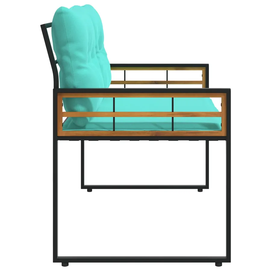 Banc à couches en bois avec coussin Turquoise 114 x 55 x 77 cm - 5