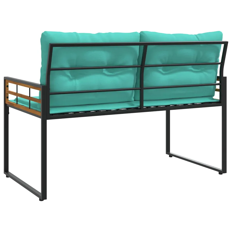 Banc à couches en bois avec coussin Turquoise 114 x 55 x 77 cm - 6