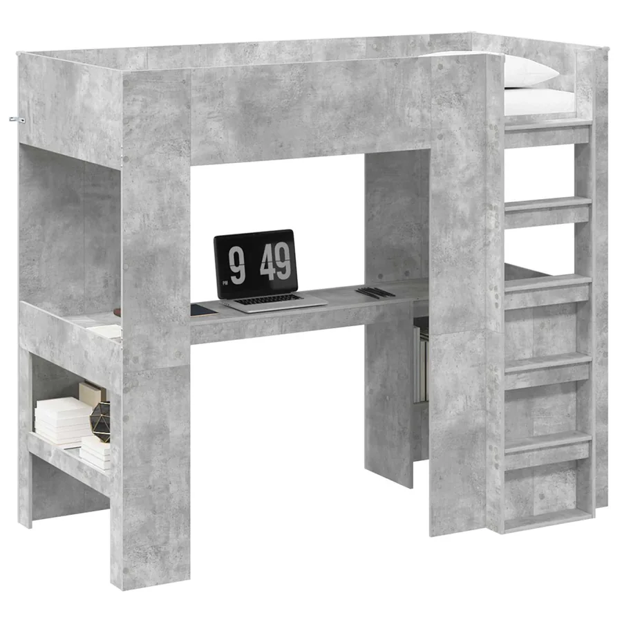 Cadre de lit superposé avec bureau Gris béton 90 x 190 cm - 2