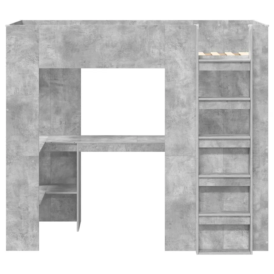 Cadre de lit superposé avec bureau Gris béton 90 x 190 cm - 5