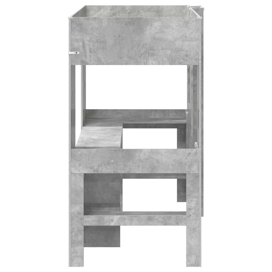 Cadre de lit superposé avec bureau Gris béton 90 x 190 cm - 6