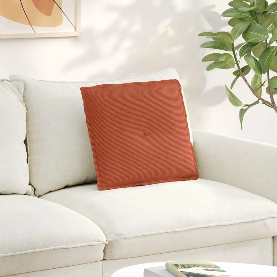 Coussin de Dos Rouge orange 50 x 45 cm Tissu en velours côtelé