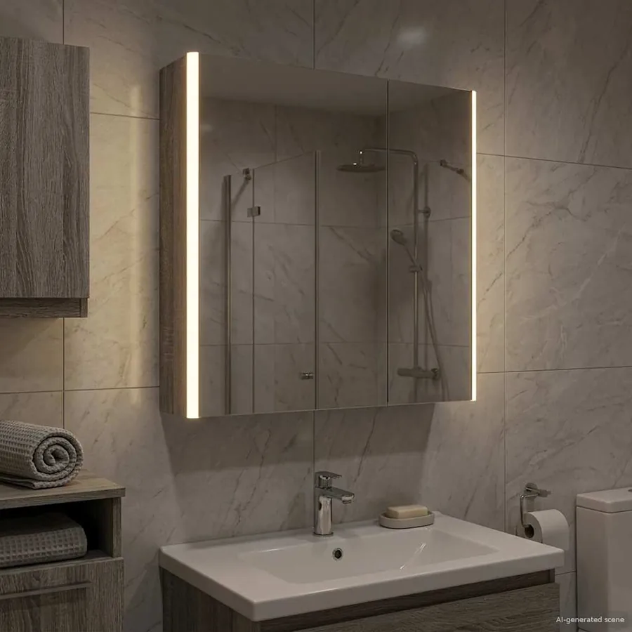 Armoire Miroir de Salle de Bain Gris Sonoma 63,5 x 15,5 x 70 cm