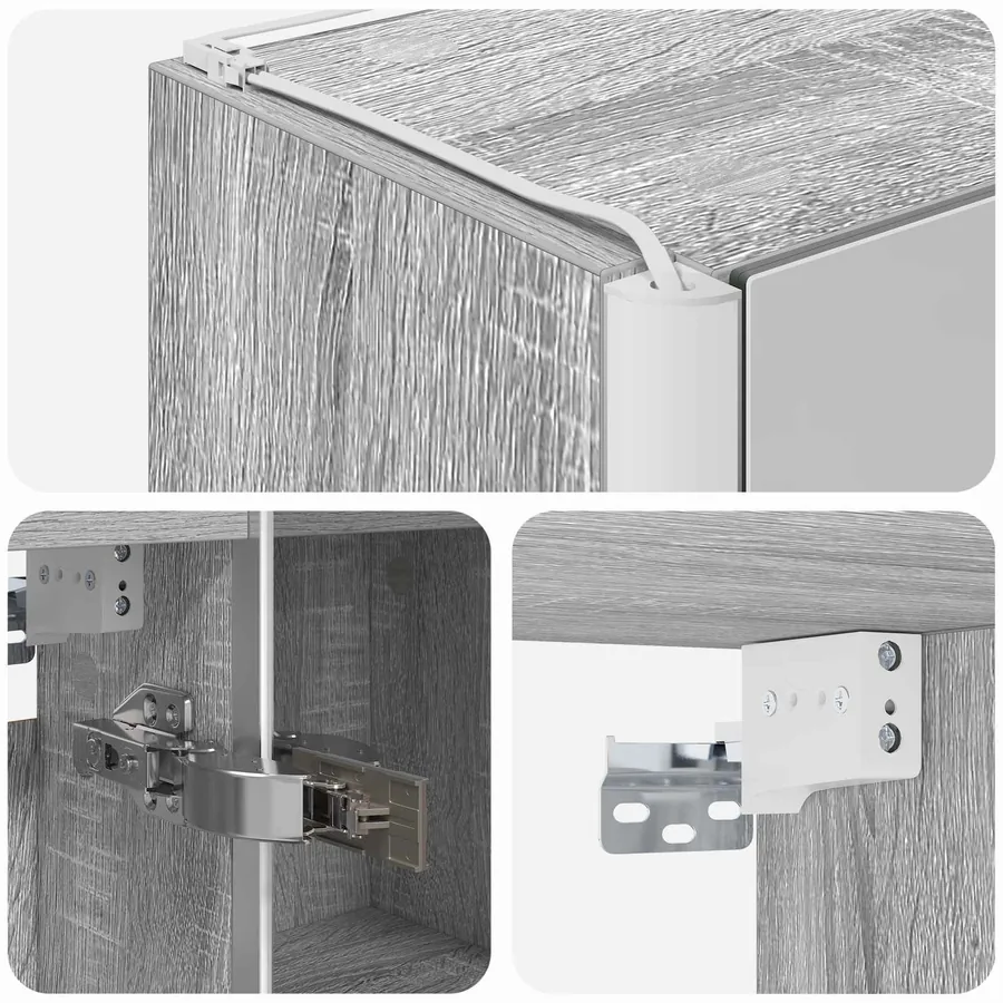 Armoire Miroir de Salle de Bain Gris Sonoma 63,5 x 15,5 x 70 cm - 10