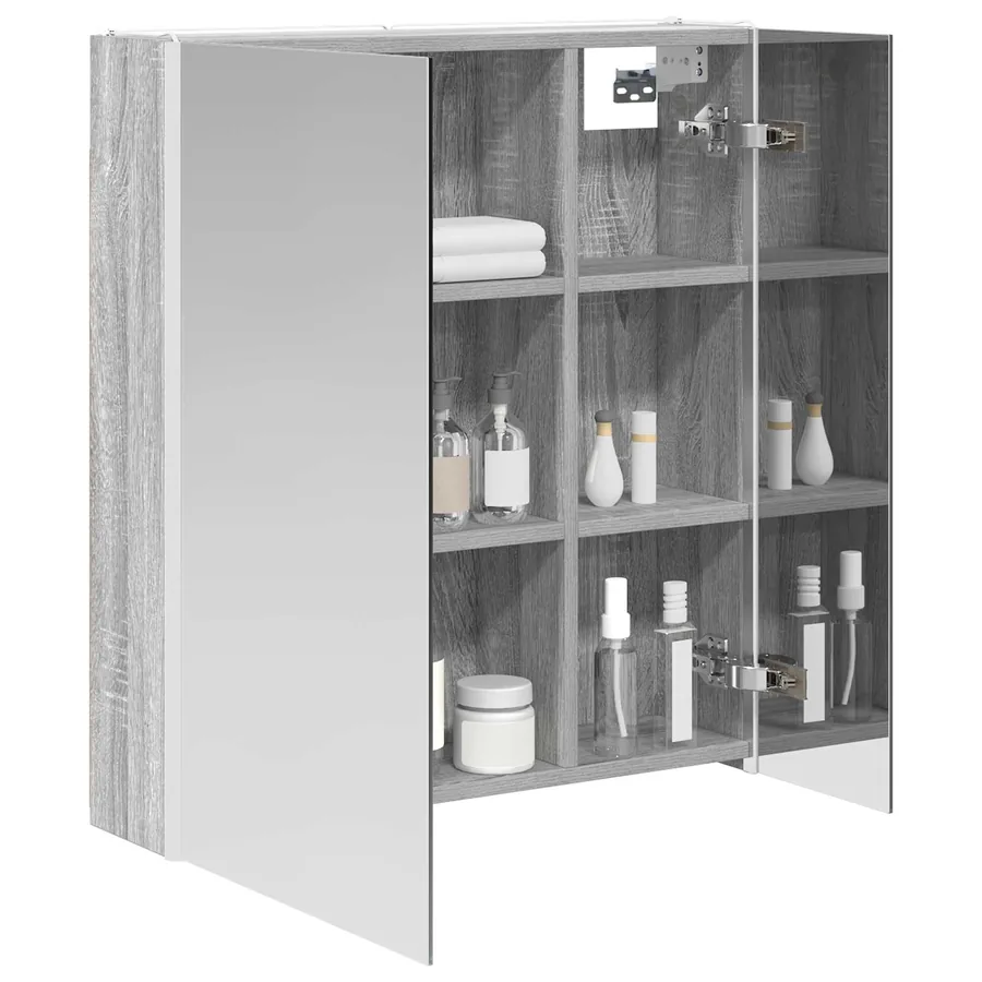 Armoire Miroir de Salle de Bain Gris Sonoma 63,5 x 15,5 x 70 cm - 3