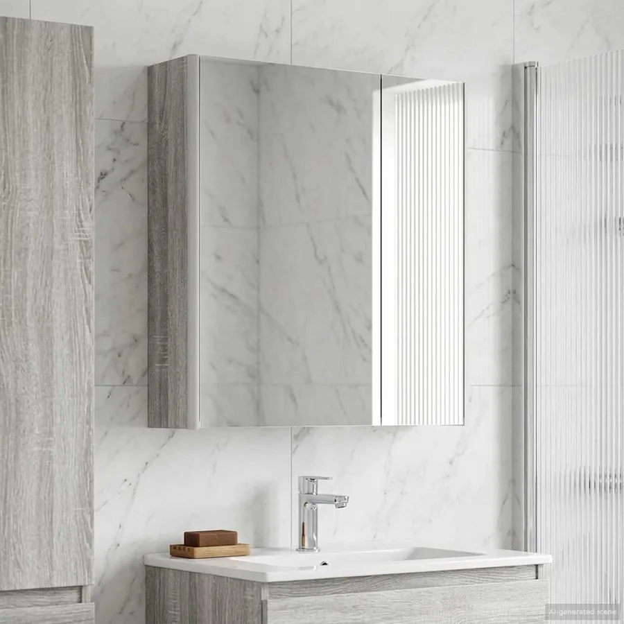 Armoire Miroir de Salle de Bain Gris Sonoma 63,5 x 15,5 x 70 cm - 4