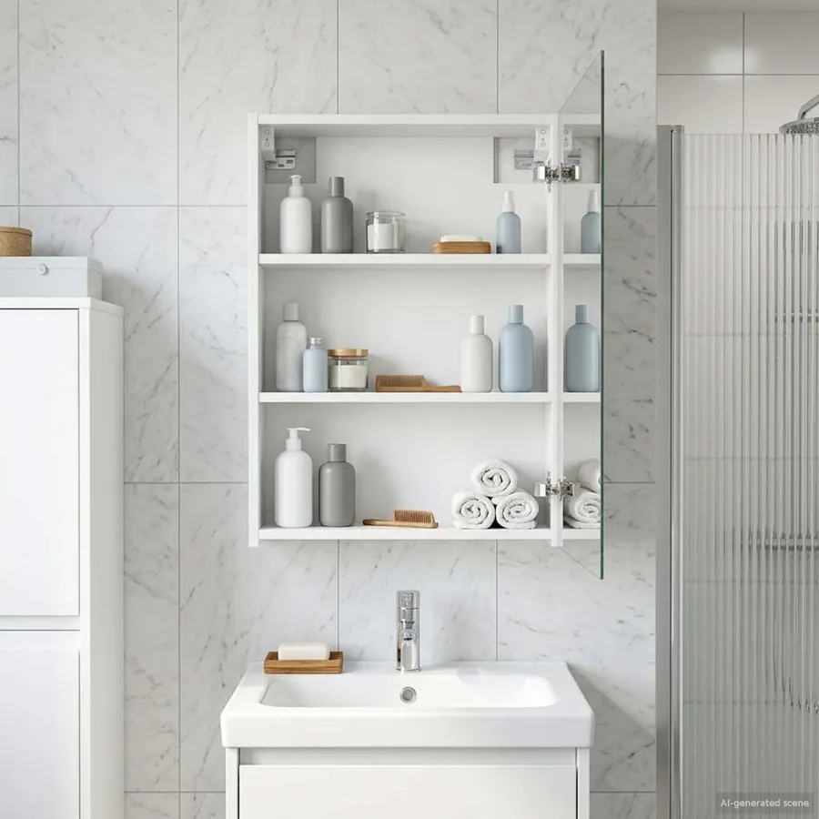 Armoire Miroir de Salle de Bain Blanc 50 x 14,5 x 70 cm - 4