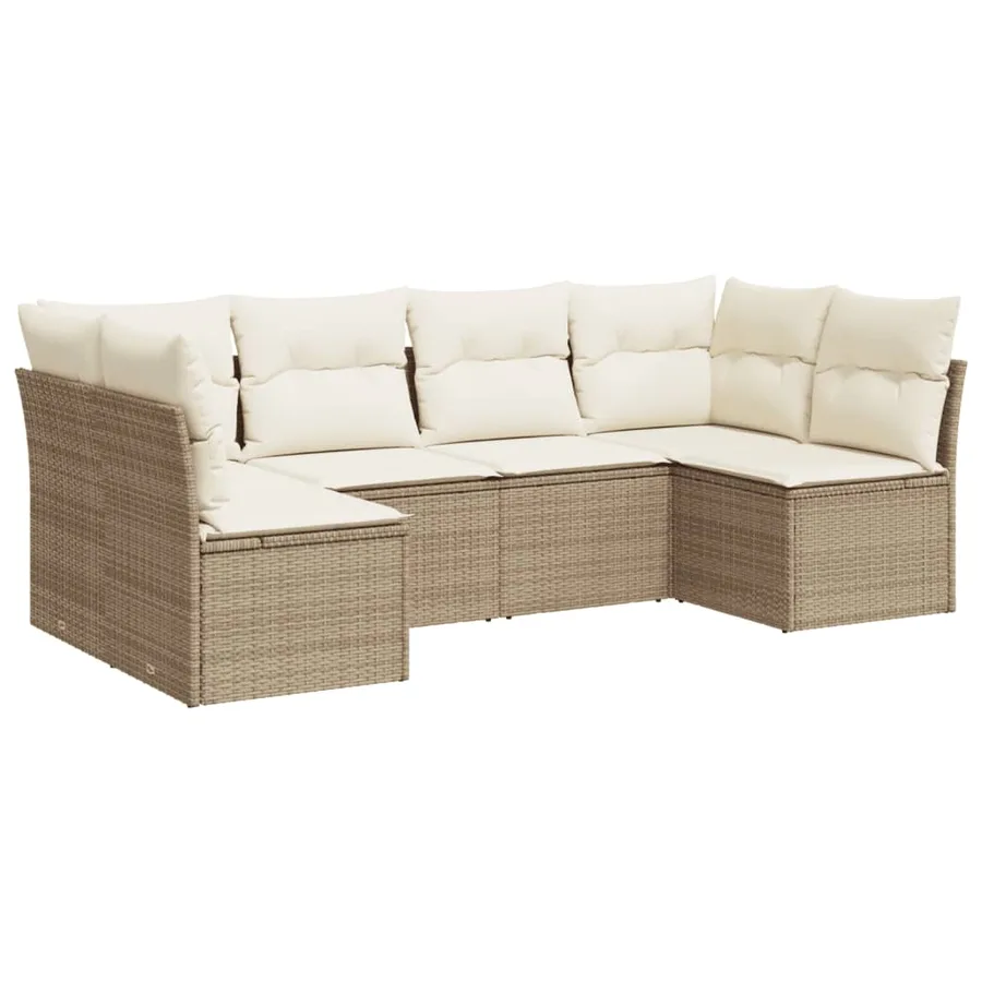 Salon de jardin avec coussins 6 pcs beige résine tressée - 2