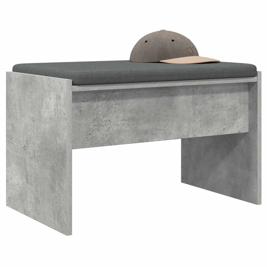 Banc d'entrée avec coussin Gris béton 63 x 38 x 40 cm - 3