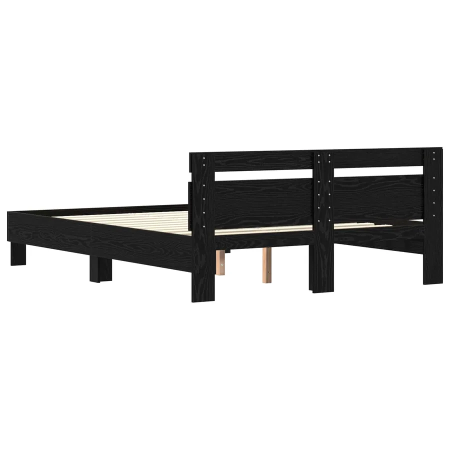 Cadre de lit Chêne noir 140 x 200 cm Bois d'ingénierie - 6