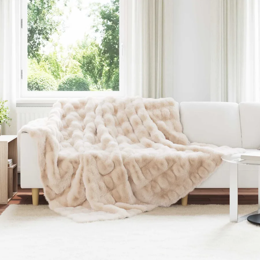 Couverture antidérapante en fausse de lapin Olite Beige