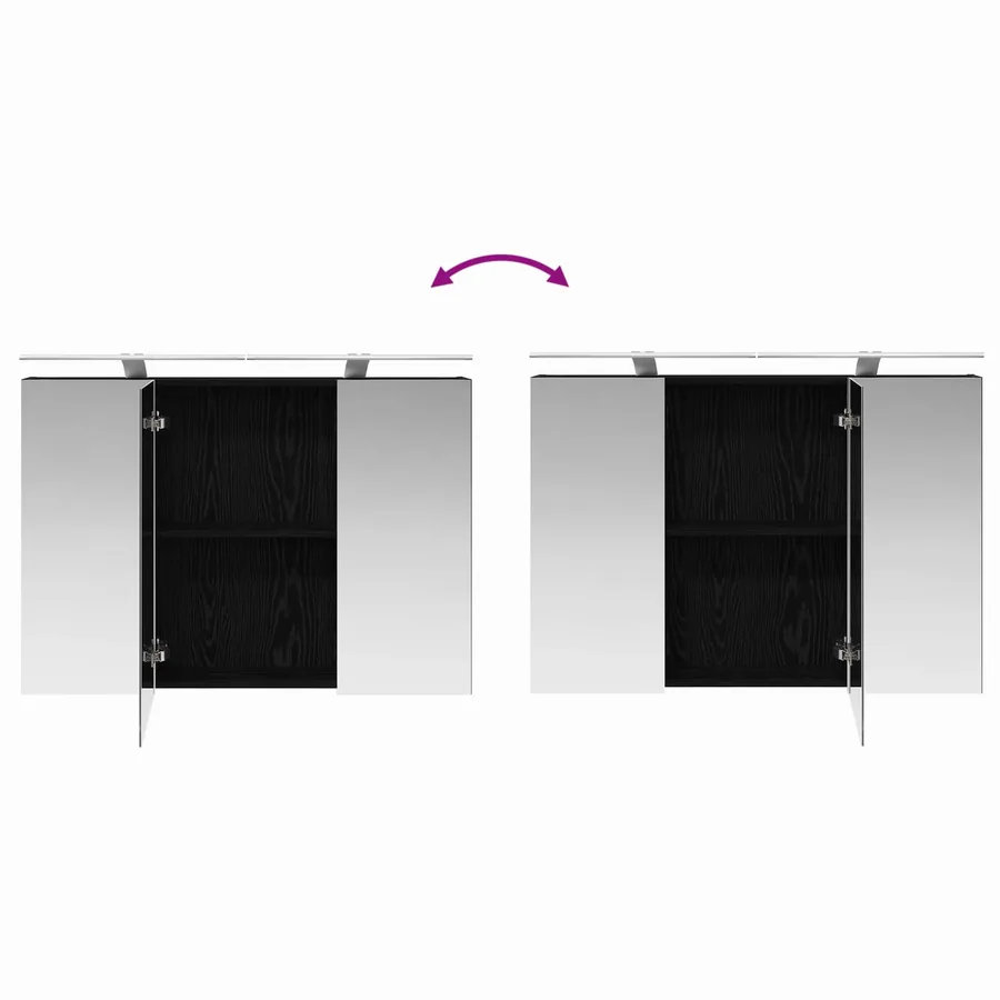 Armoire Miroir de Salle de Bain Chêne noir 100 x 14,5 x 70 cm - 12