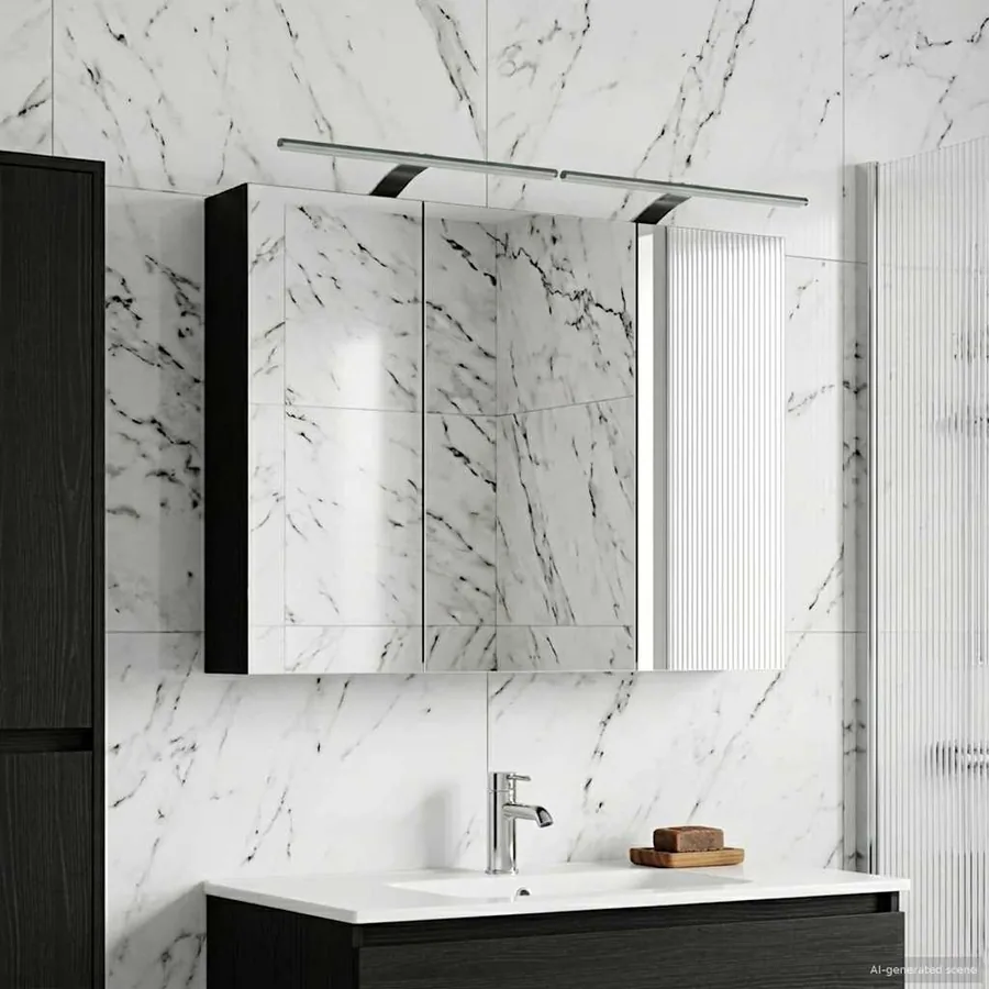 Armoire Miroir de Salle de Bain Chêne noir 100 x 14,5 x 70 cm - 4