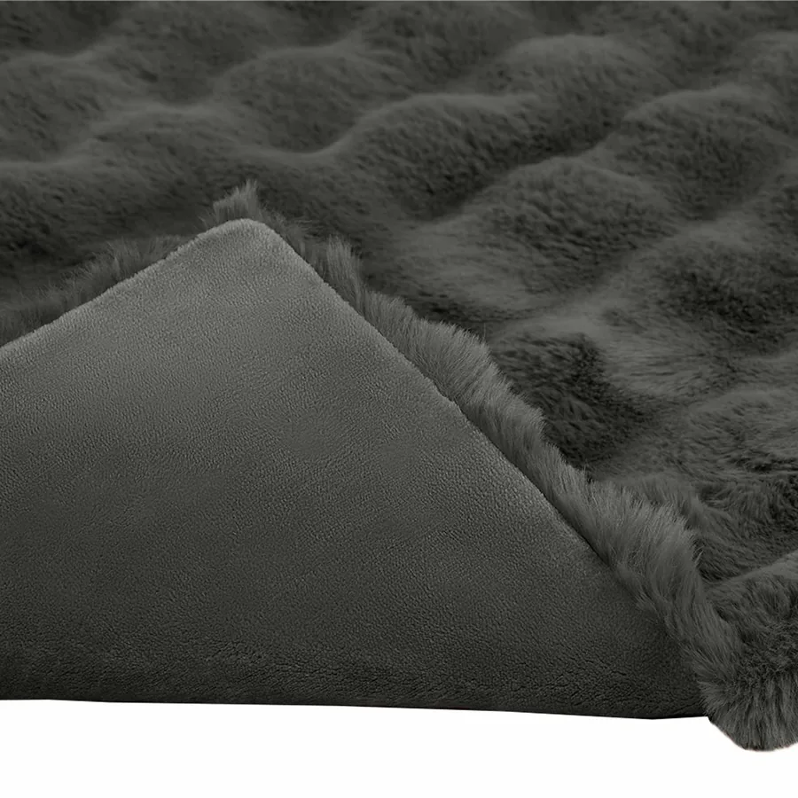 Couverture antidérapante en fausse de lapin Olite Gris foncé - 7