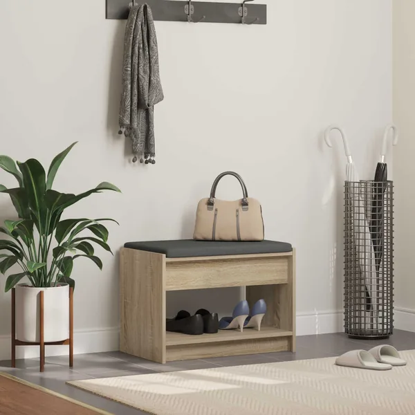 Banc d'entrée avec coussin Chêne Sonoma 63 x 38 x 45 cm