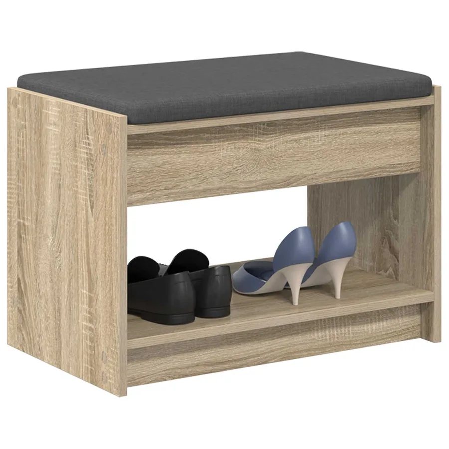 Banc d'entrée avec coussin Chêne Sonoma 63 x 38 x 45 cm - 3
