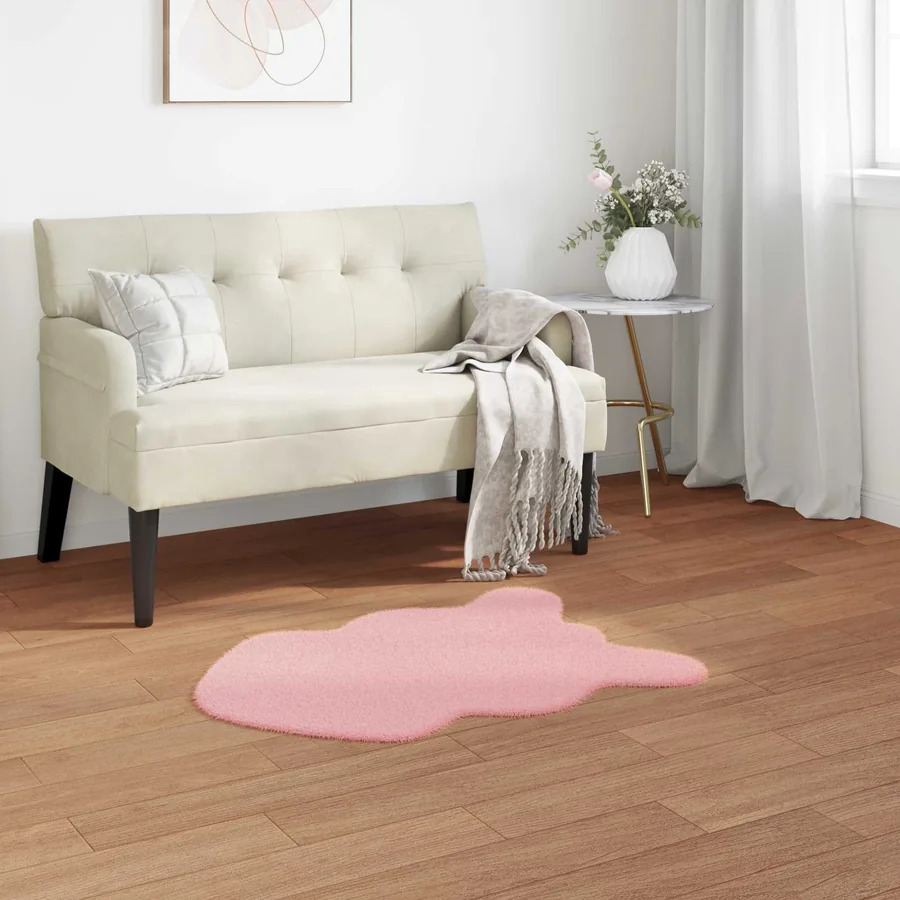 Tapis antidérapant en fausse de lapin OLITE Rose 80 x 120 cm