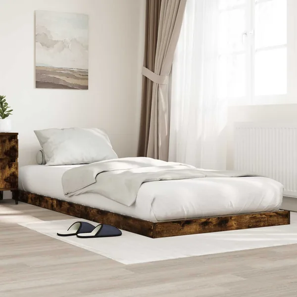 Cadre de lit surélevé Chêne fumé 90 x 190 cm Bois d'ingénierie