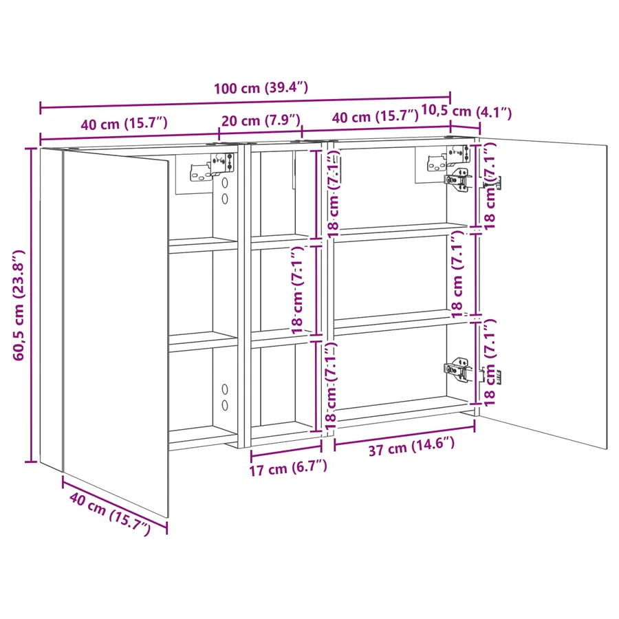 Ensemble de Meubles de Salle de Bain 3 pc 100 x 10,5 x 60,5 cm - 12