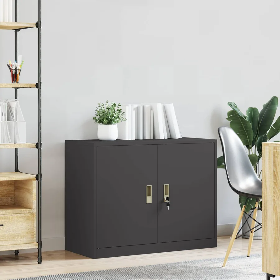 Armoire de rangement Noir 90 x 40 x 70 cm Acier - 4