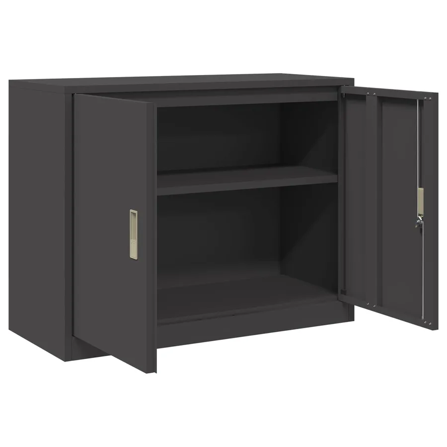 Armoire de rangement Noir 90 x 40 x 70 cm Acier - 5