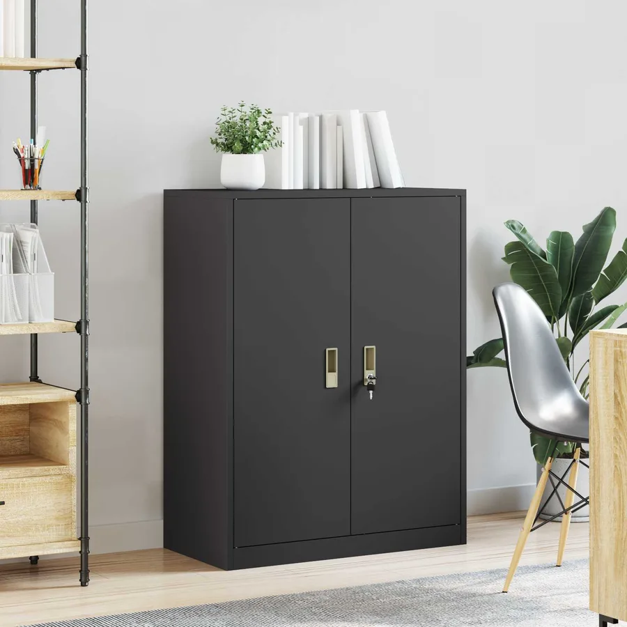 Armoire de rangement Noir 80 x 40 x 105 cm Acier - 4