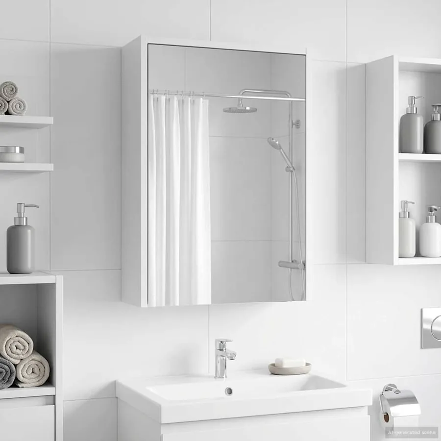 Armoire Miroir de Salle de Bain Blanc 43 x 16 x 62.5 cm