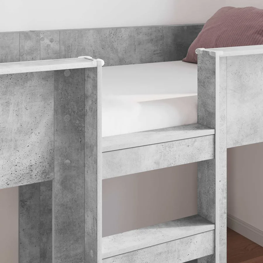 Lit Superposé pour Enfants avec stockage Gris béton 90 x 190 cm - 3