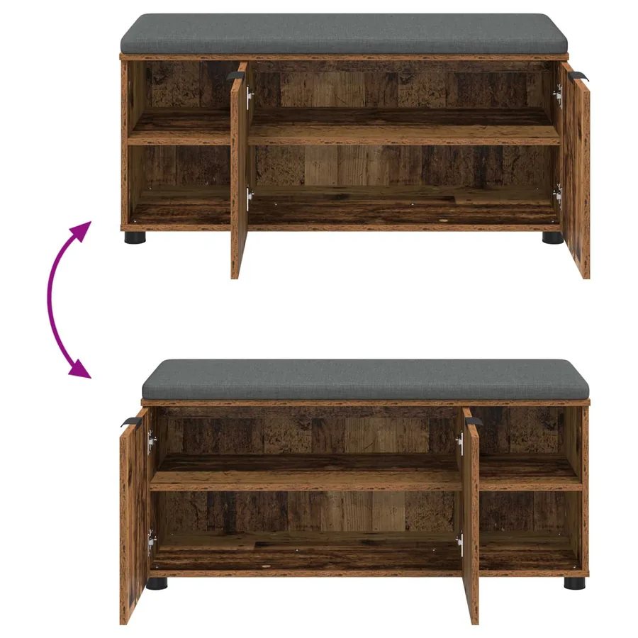 Banc d'entrée avec coussin Bois ancien 100 x 38 x 46 cm - 10