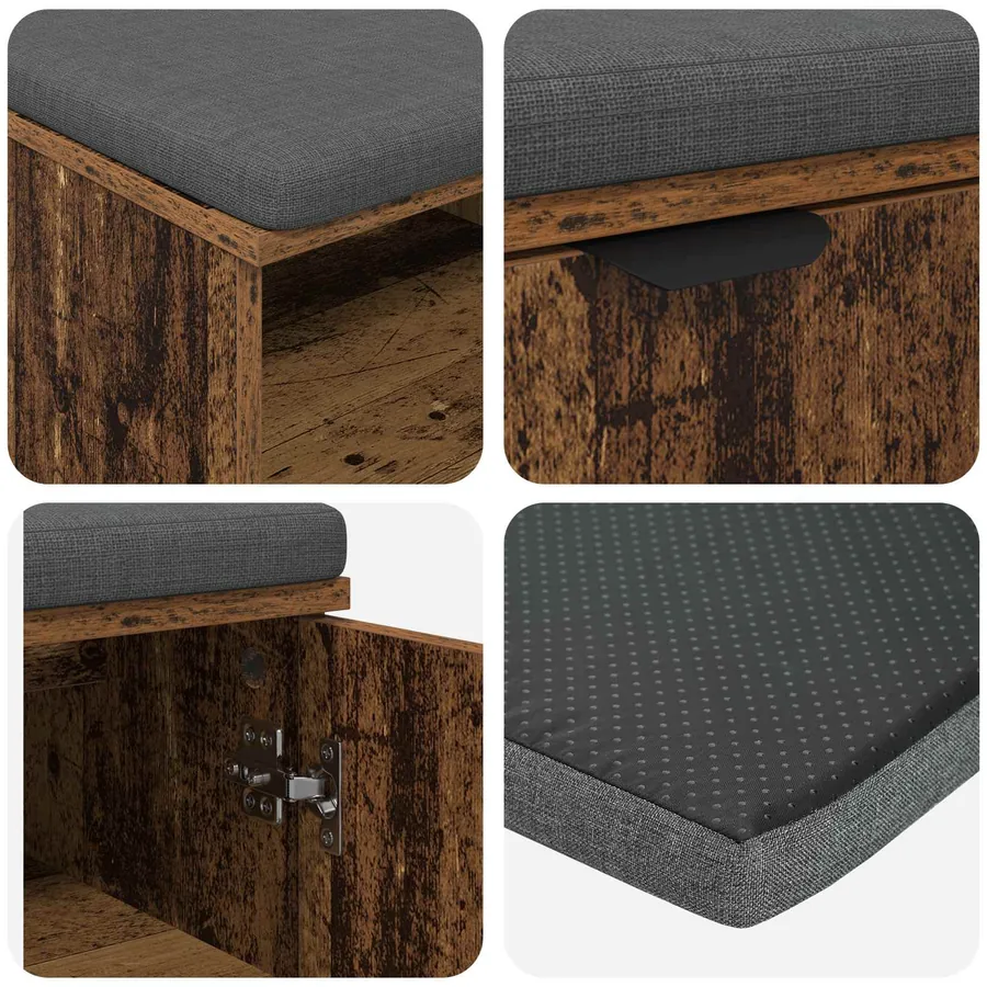 Banc d'entrée avec coussin Bois ancien 100 x 38 x 46 cm - 9