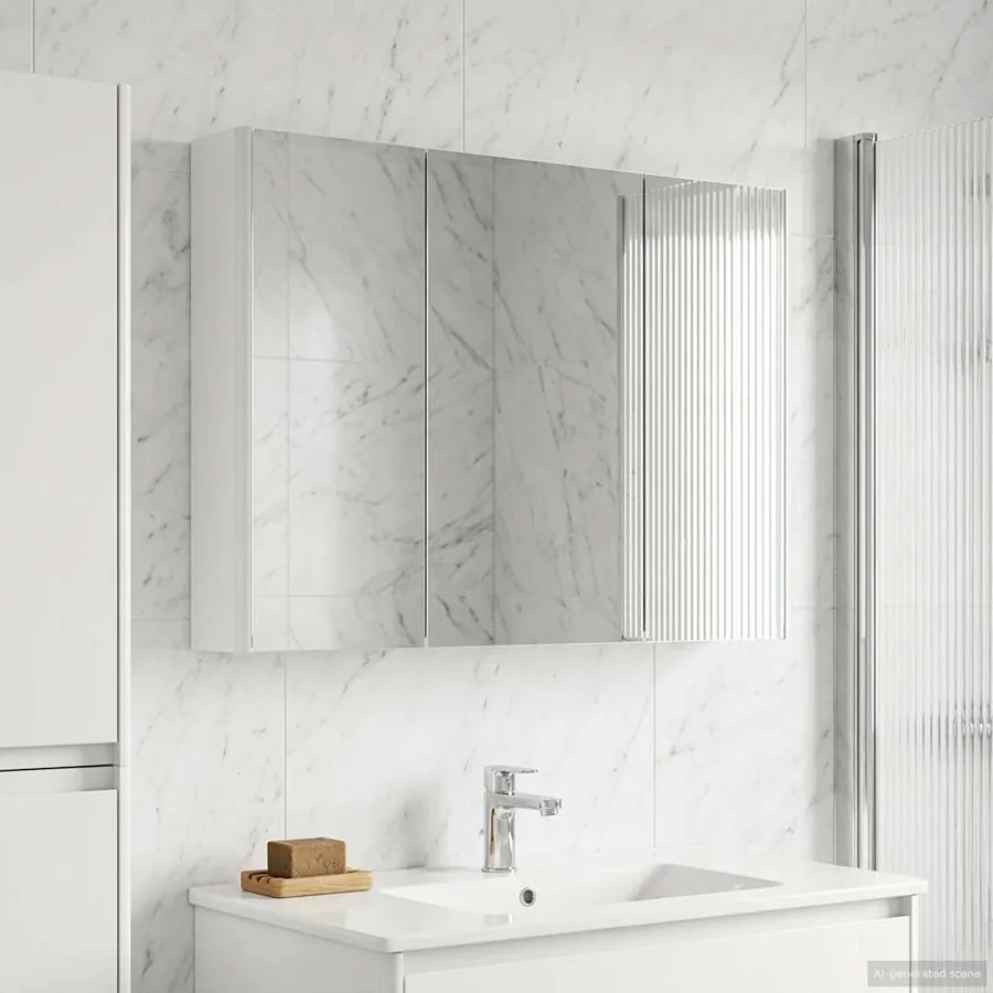 Armoire Miroir de Salle de Bain Blanc 103,5 x 15,5 x 70 cm