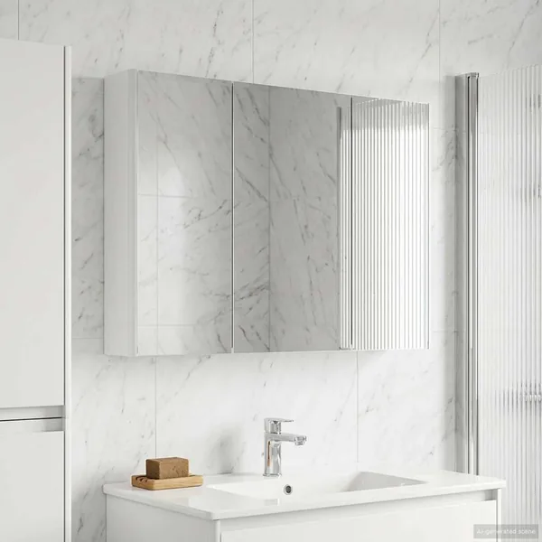 Armoire Miroir de Salle de Bain Blanc 103,5 x 15,5 x 70 cm