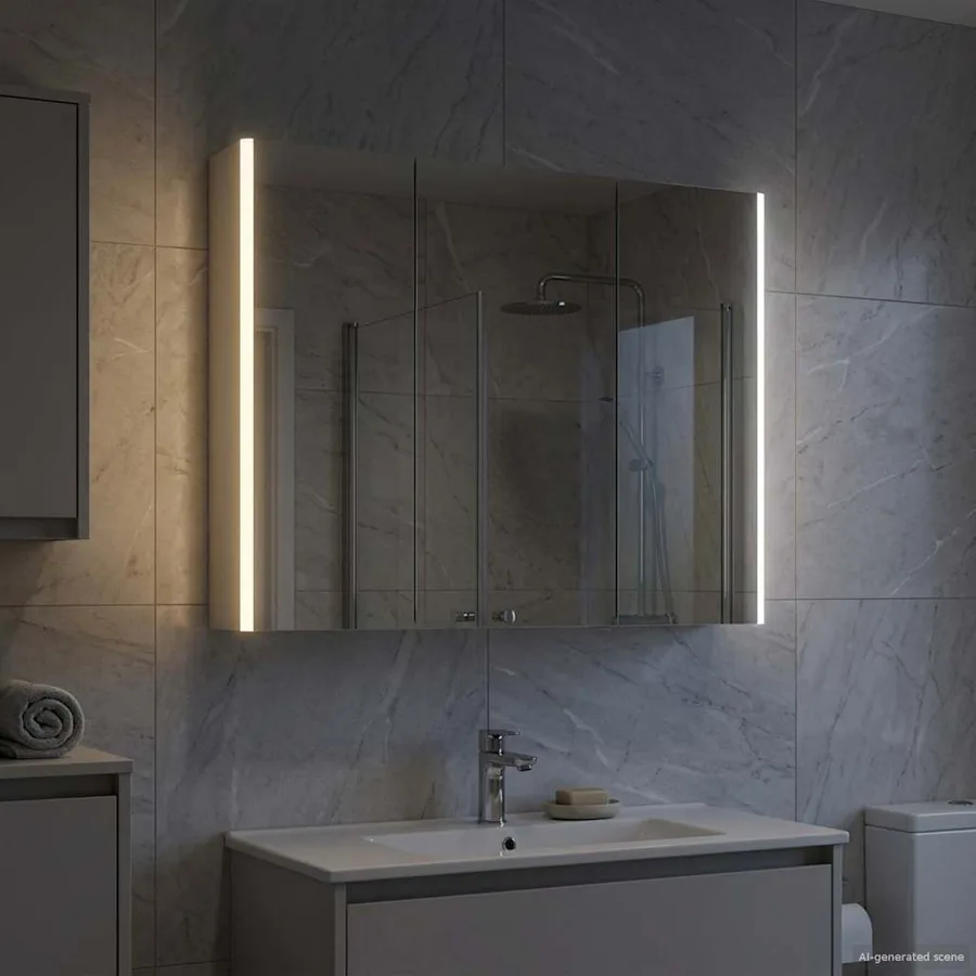 Armoire Miroir de Salle de Bain Blanc 103,5 x 15,5 x 70 cm - 4