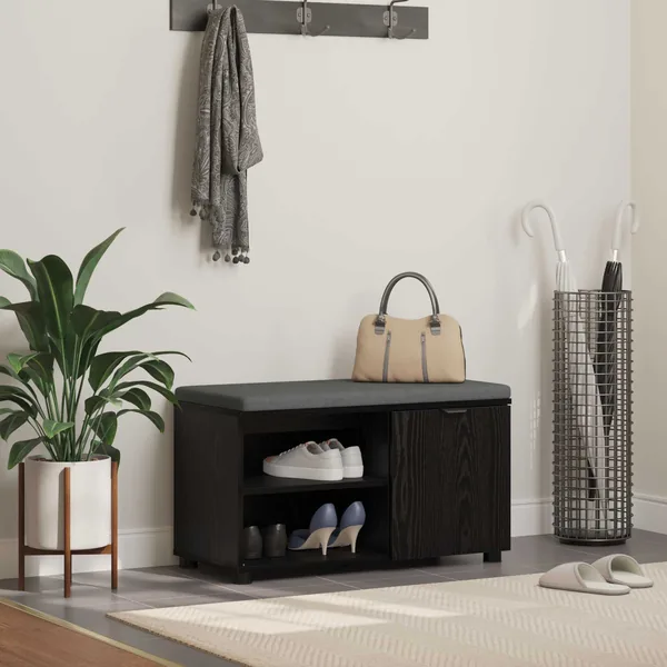 Banc d'entrée avec coussin Chêne Noir 80 x 38 x 46 cm