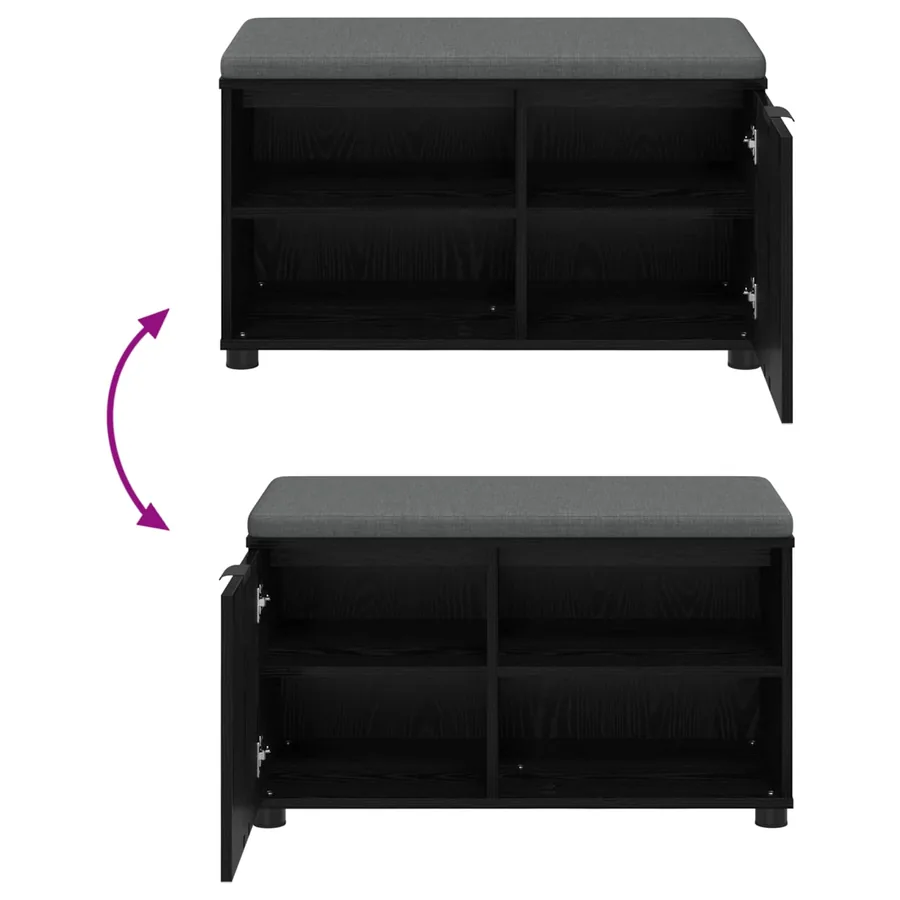 Banc d'entrée avec coussin Chêne Noir 80 x 38 x 46 cm - 10