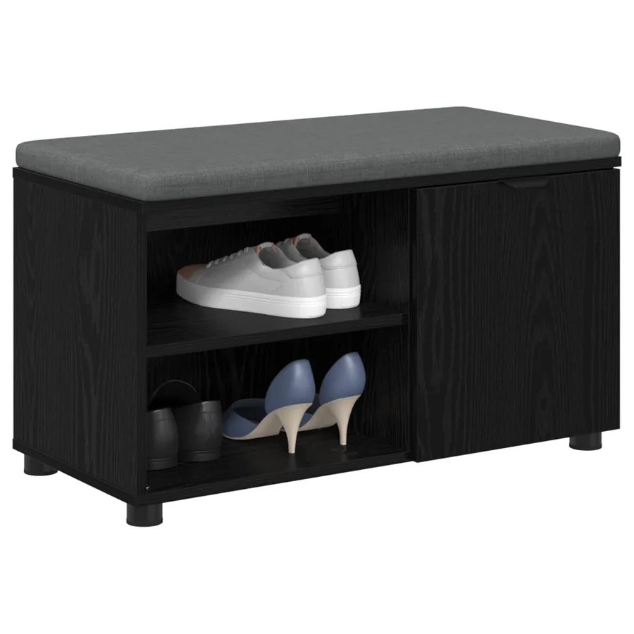 Banc d'entrée avec coussin Chêne Noir 80 x 38 x 46 cm - 3