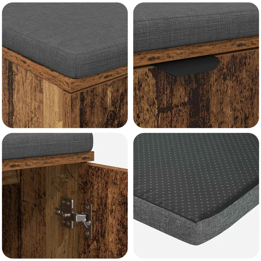 Banc d'entrée avec coussin Bois ancien 100 x 38 x 46 cm - 9